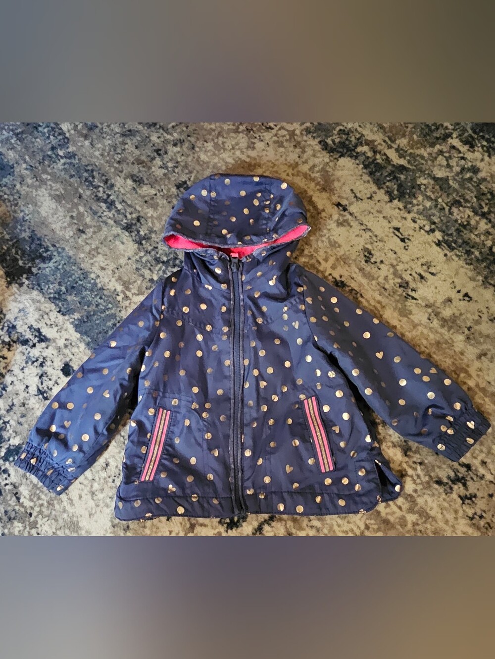 OshKosh B'gosh Navy Gold Polka Dot Fleece-Lined Jacket